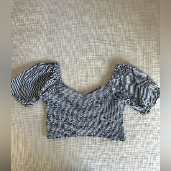 J. Crew Puff Sleeve Striped Cropped Top - Picture 4 of 12